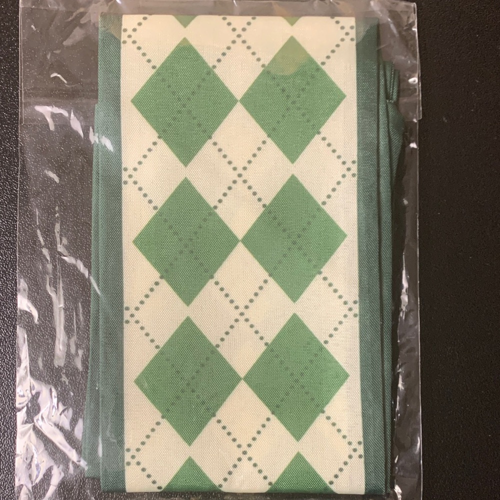 Green Argyle Patterned bag Scarf (NWT)
